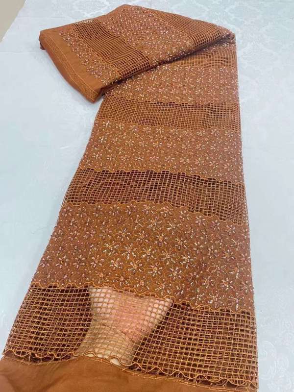 Hot-sale French textiles embroidery with sequin lace fabric suitable for sublimation