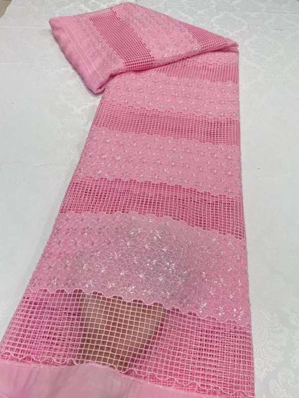 Hot-sale French textiles embroidery with sequin lace fabric suitable for sublimation