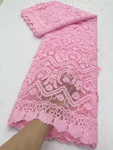 pink quality heavy fabric african modern novel design low price polyester guipure tulle lace