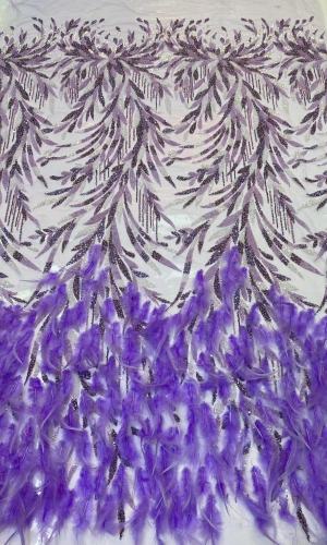 3d feathers flower with sequins beaded african lace fabric