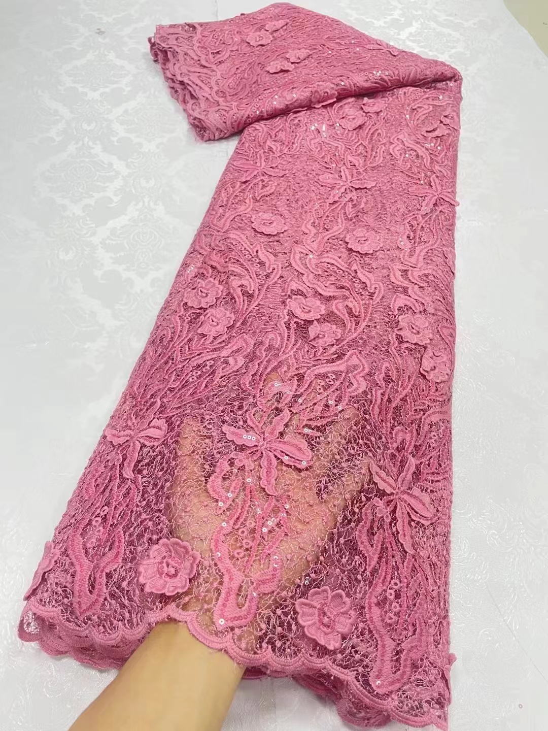 Smeeda yellow cord lace embroidery guipure cotton lace