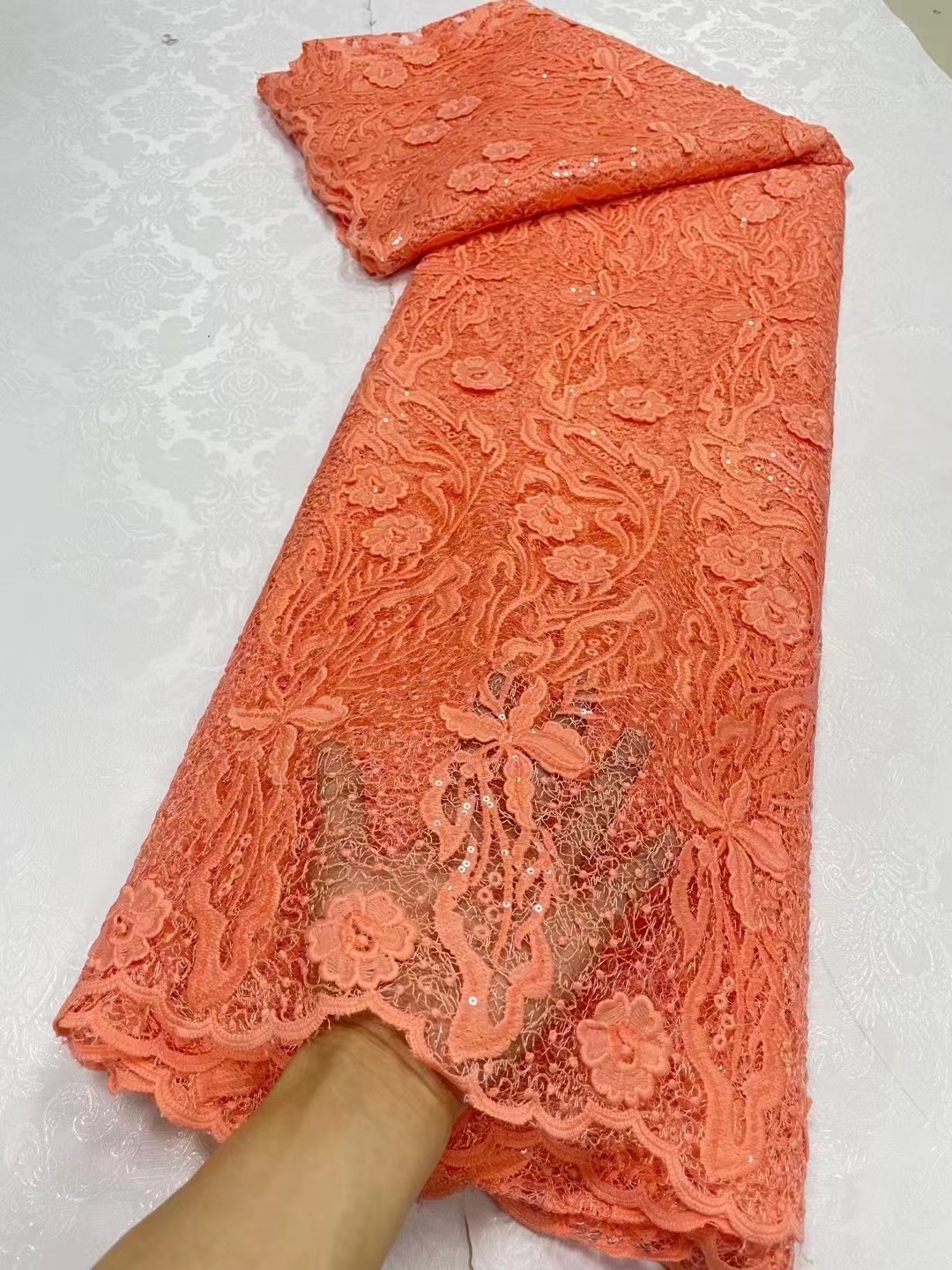 Smeeda yellow cord lace embroidery guipure cotton lace