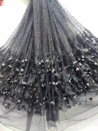 2023 african wed New Collection High Quality feather Lace glitter Lace Fabric For Bridal Dress