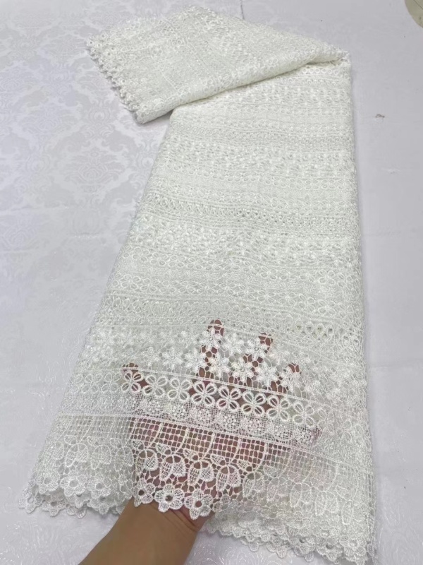 High Quality White African Cord Lace Fabric swiss Guipure Lace Cloth For Nigerian Wedding Party Dresses Sewing