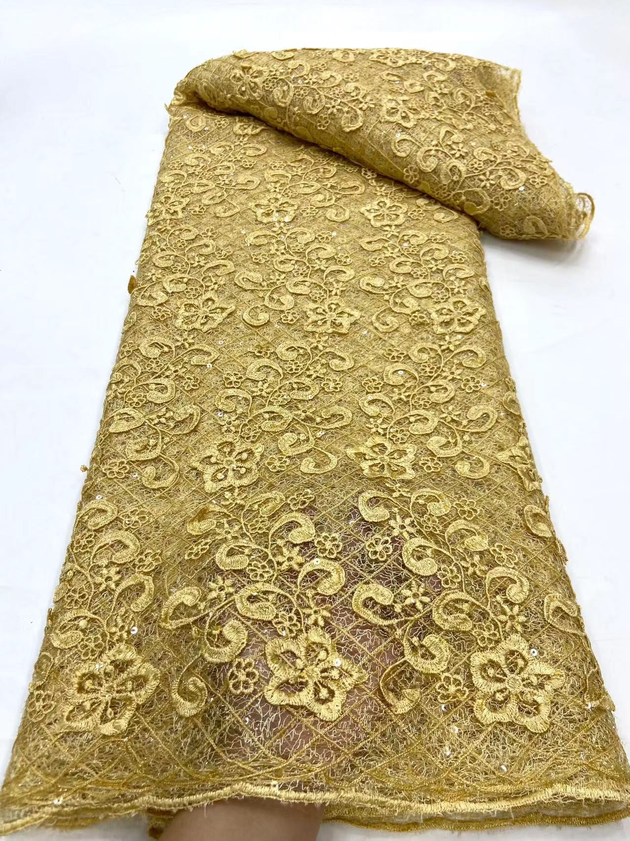 Fast shipping handmade 3d flowers fabric 5 yards french embroidery tulle net lace for dress bridal