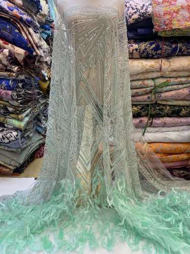 Handmade unique african sequin flower embroidery elegant hollow knitted fabric for dresses lace