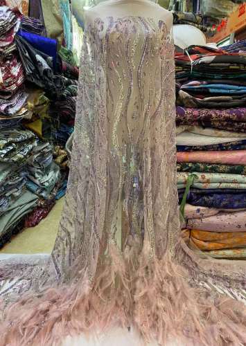Handmade unique african sequin flower embroidery elegant hollow knitted fabric for dresses lace