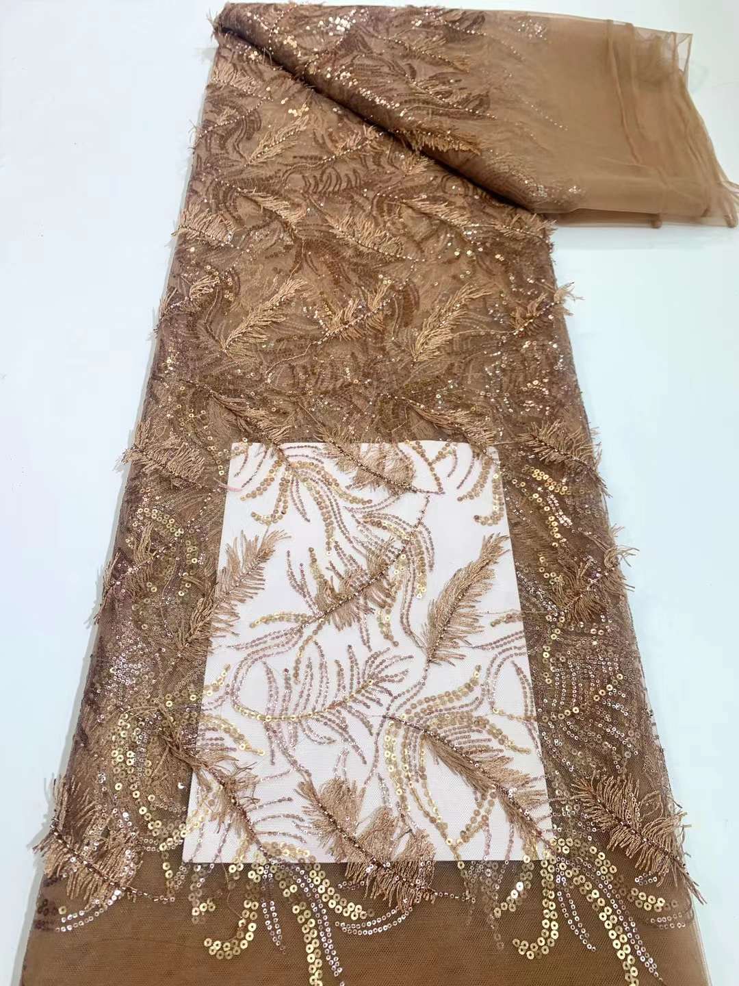 European style sequins embroidered wedding high density lace dress