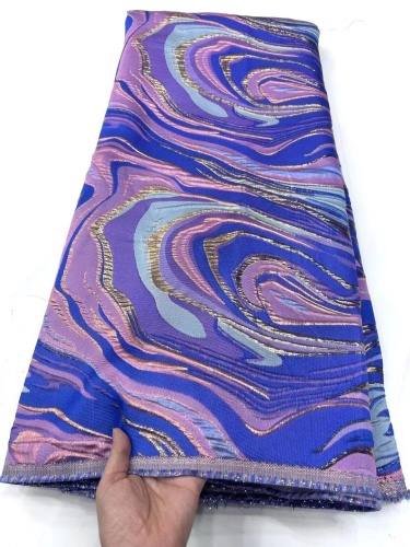 Luxury Nigerian Brocade Lace Fabric High Quality African Jacquard Brocade Lace Fabric 5 Yards For Elegant Evening Party