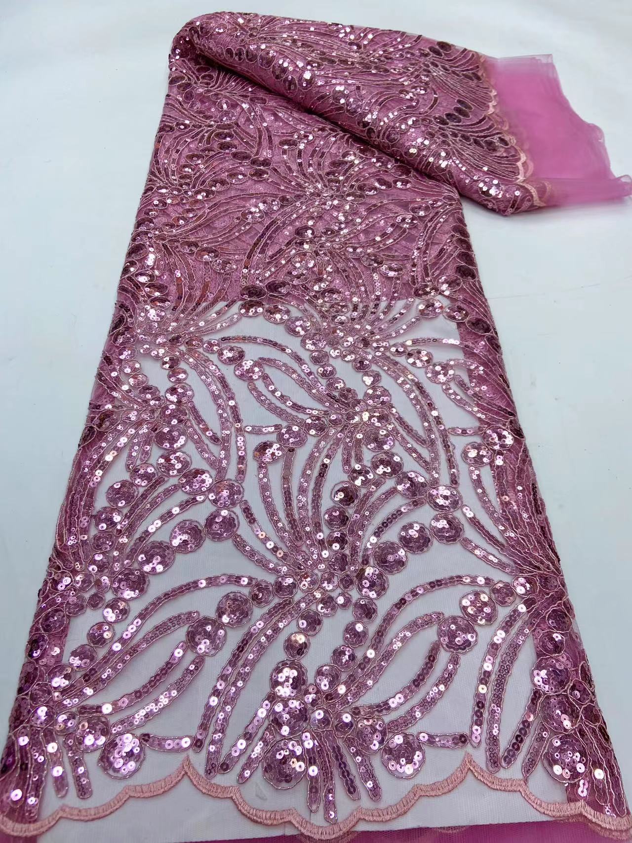 shiny hot sale sequined lace fabric for dresses