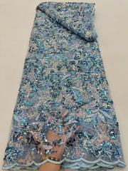2023 High Quality Friendly lace with sequins fabric selling for african market