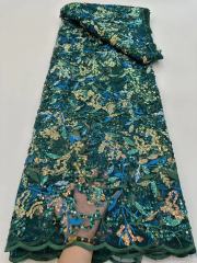 2023 High Quality Friendly lace with sequins fabric selling for african market