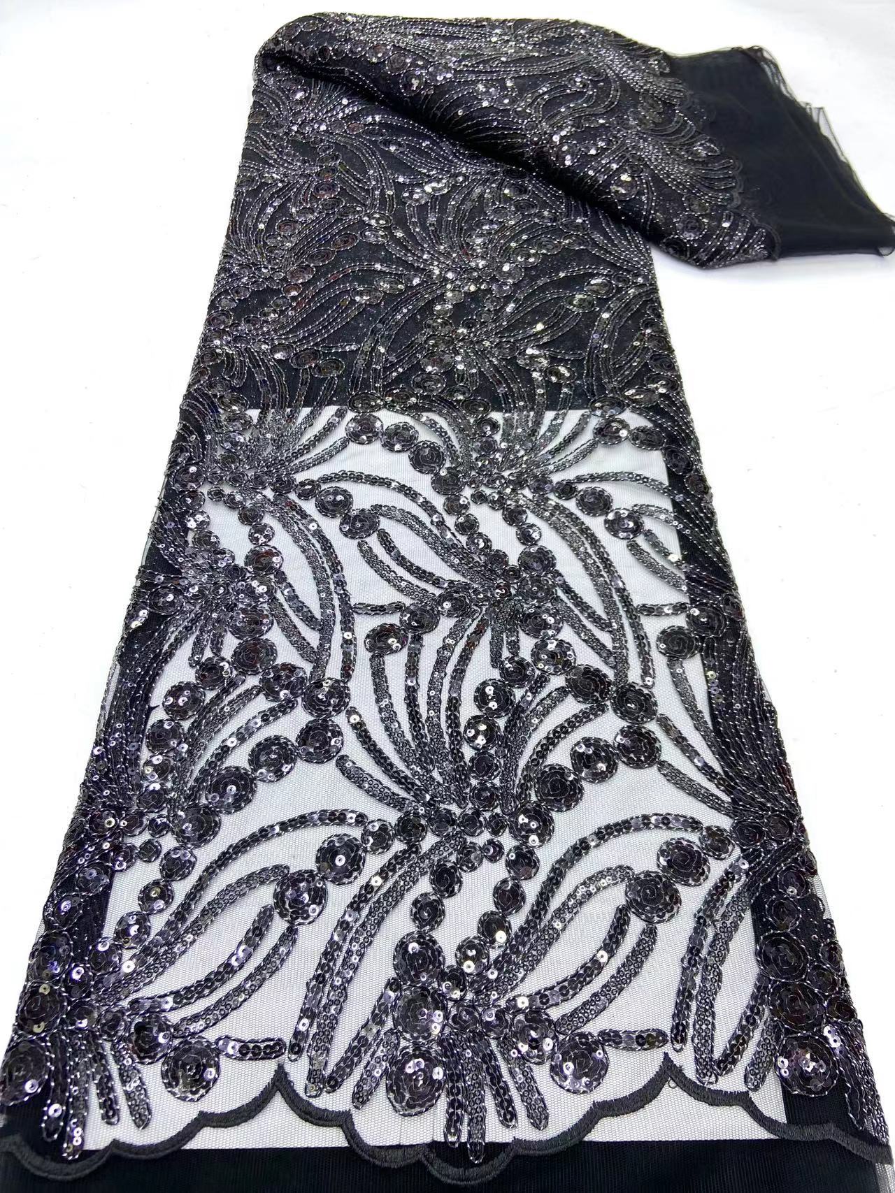shiny hot sale sequined lace fabric for dresses