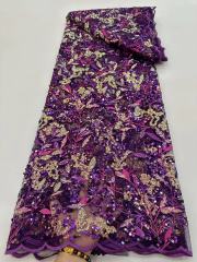 2023 High Quality Friendly lace with sequins fabric selling for african market