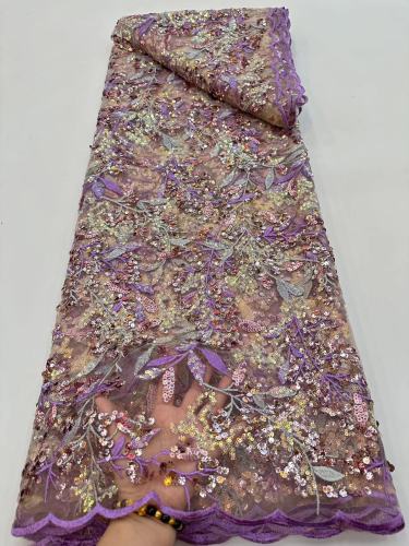 2023 High Quality Friendly lace with sequins fabric selling for african market