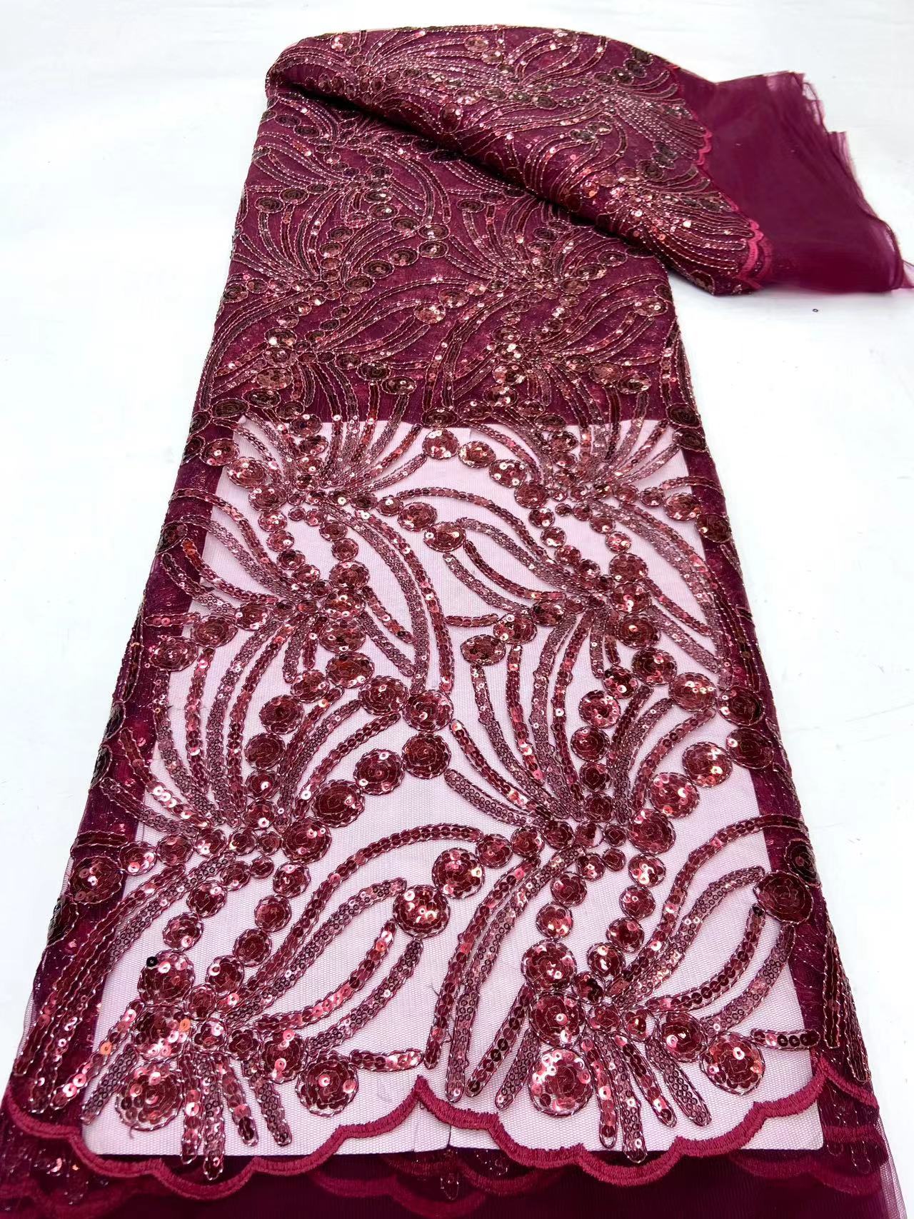 shiny hot sale sequined lace fabric for dresses