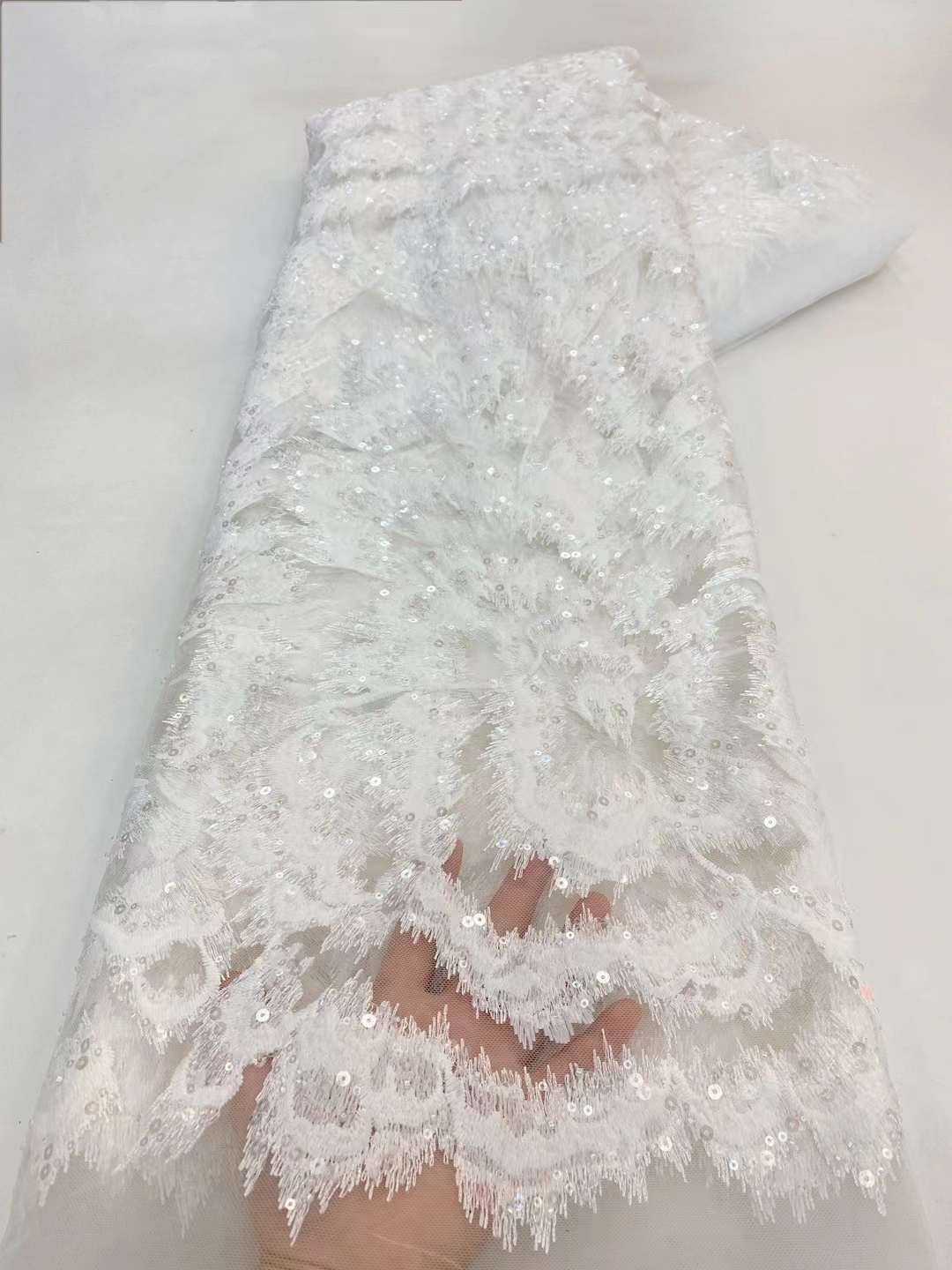 European style sequins embroidered wedding high density lace dress