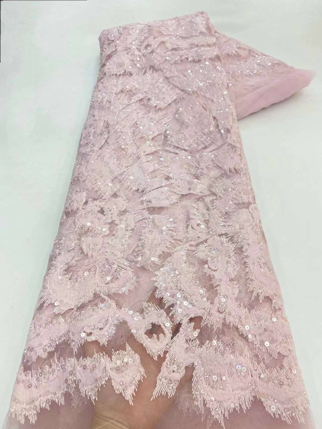 European style sequins embroidered wedding high density lace dress