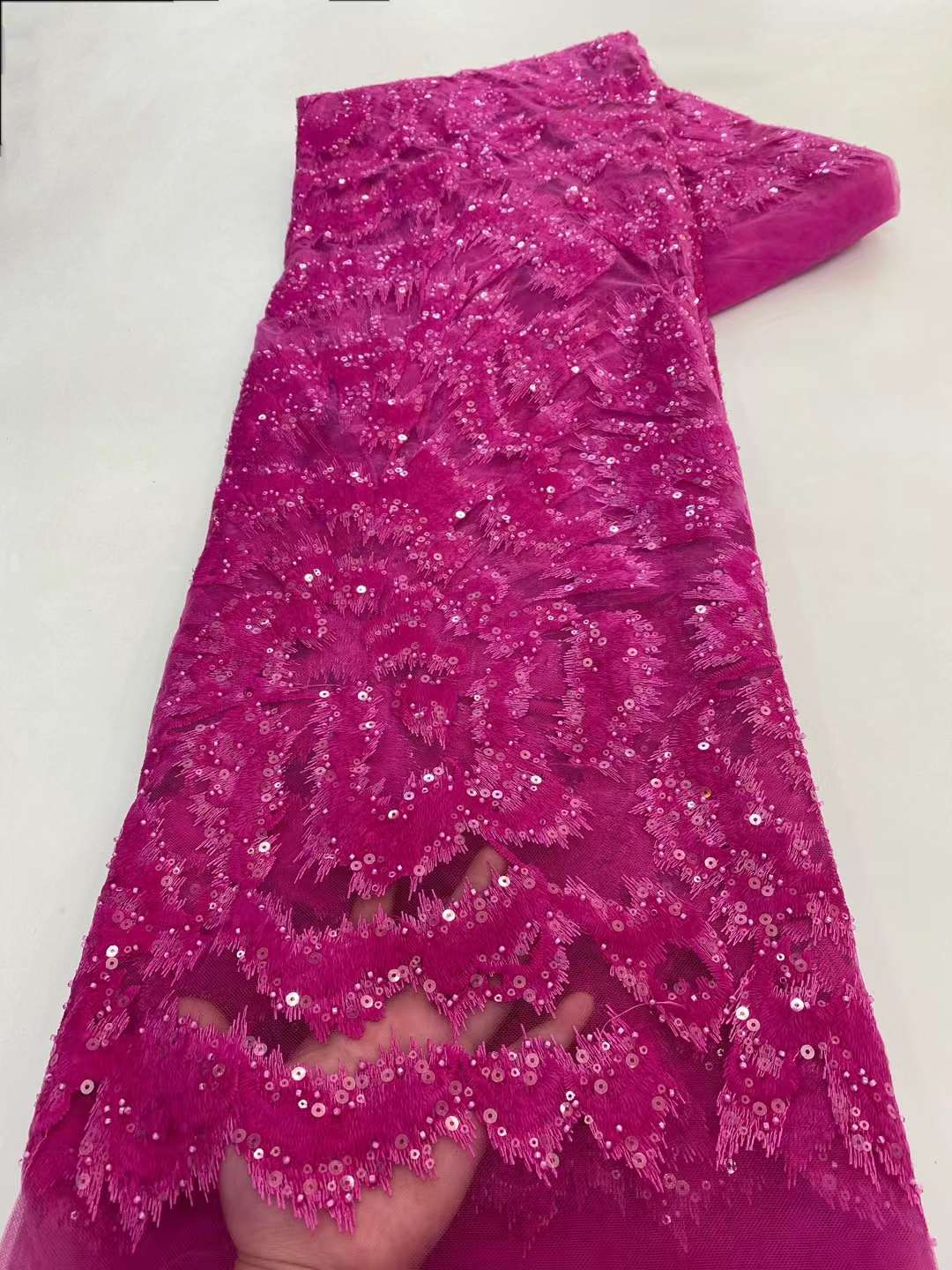 European style sequins embroidered wedding high density lace dress