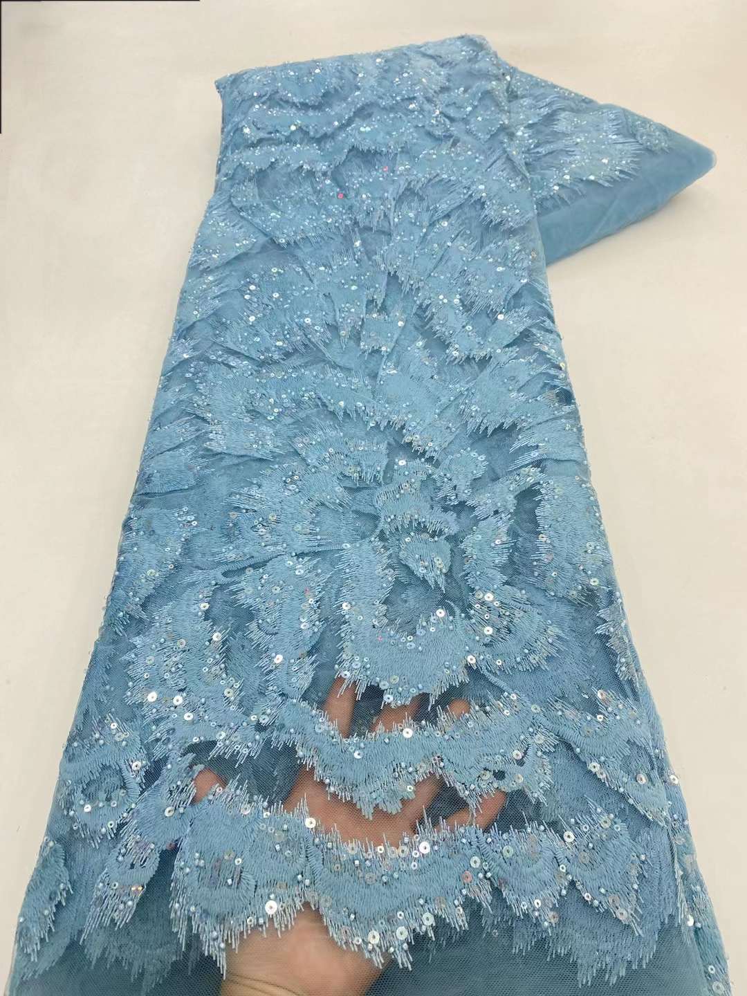 European style sequins embroidered wedding high density lace dress