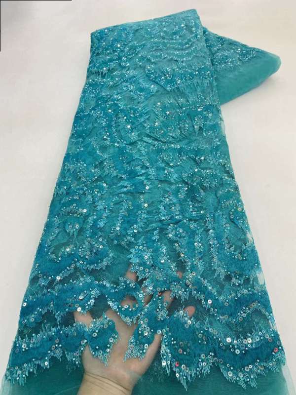 European style sequins embroidered wedding high density lace dress