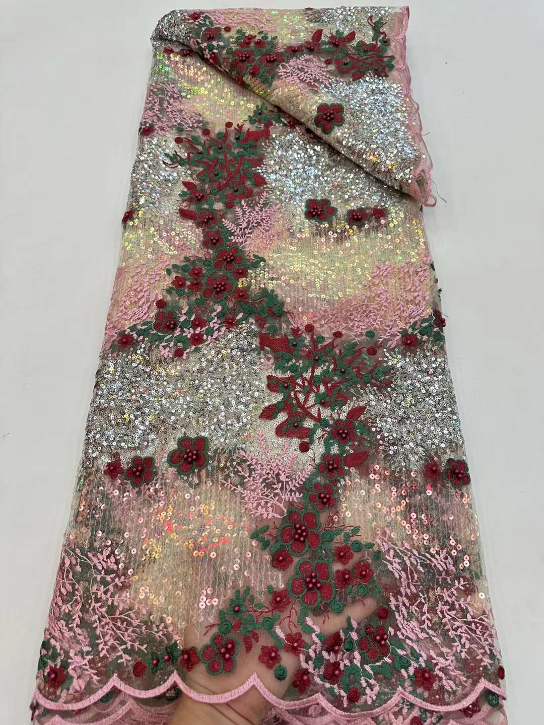 Embroidery Hand Made Beaded Tulle Lace African Lace Fabric 2023 High Quality
