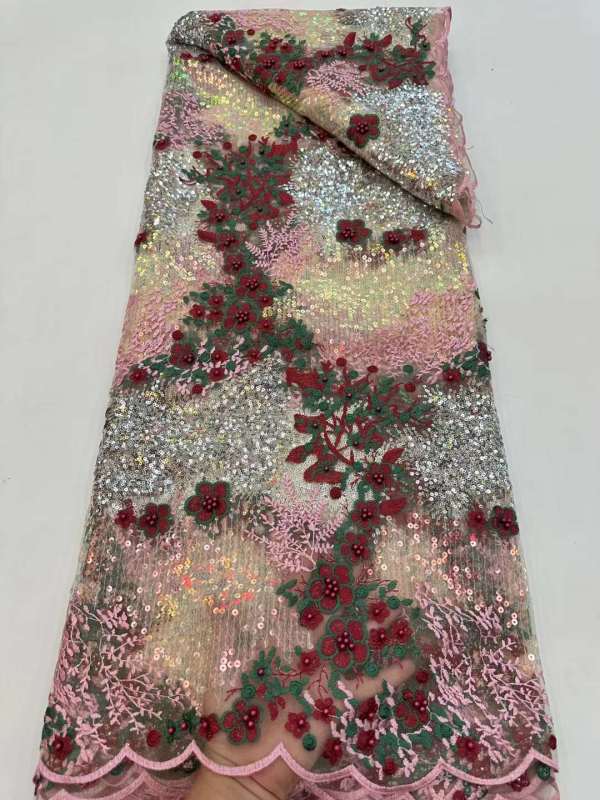 Embroidery Hand Made Beaded Tulle Lace African Lace Fabric 2023 High Quality