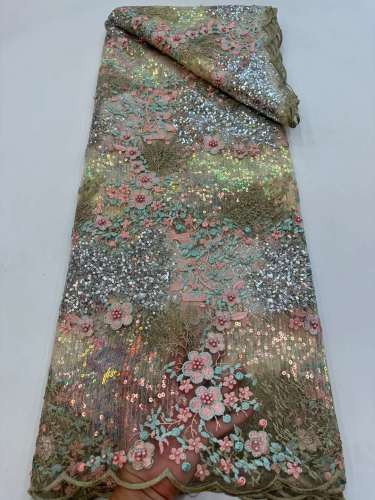 Embroidery Hand Made Beaded Tulle Lace African Lace Fabric 2023 High Quality