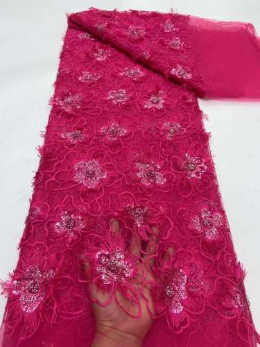 Hot-sale French textiles embroidery with sequin lace fabric suitable for sublimation
