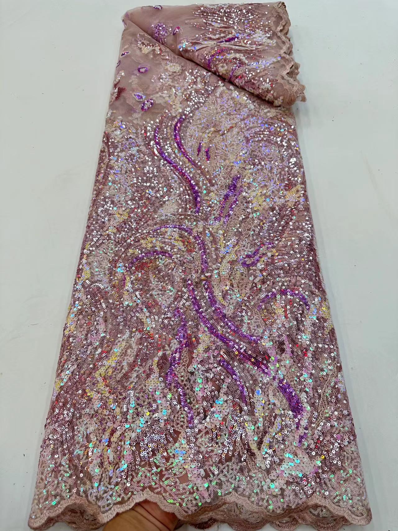 hot green nigerian wedding embroidery tulle lace materials sequin lace fabric