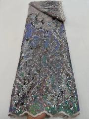 hot green nigerian wedding embroidery tulle lace materials sequin lace fabric