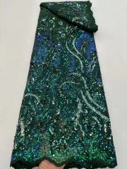 hot green nigerian wedding embroidery tulle lace materials sequin lace fabric