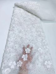 cute liturgical lace fabric net lace with sequin fabric beaded sequin lace with 3d flowers party dress