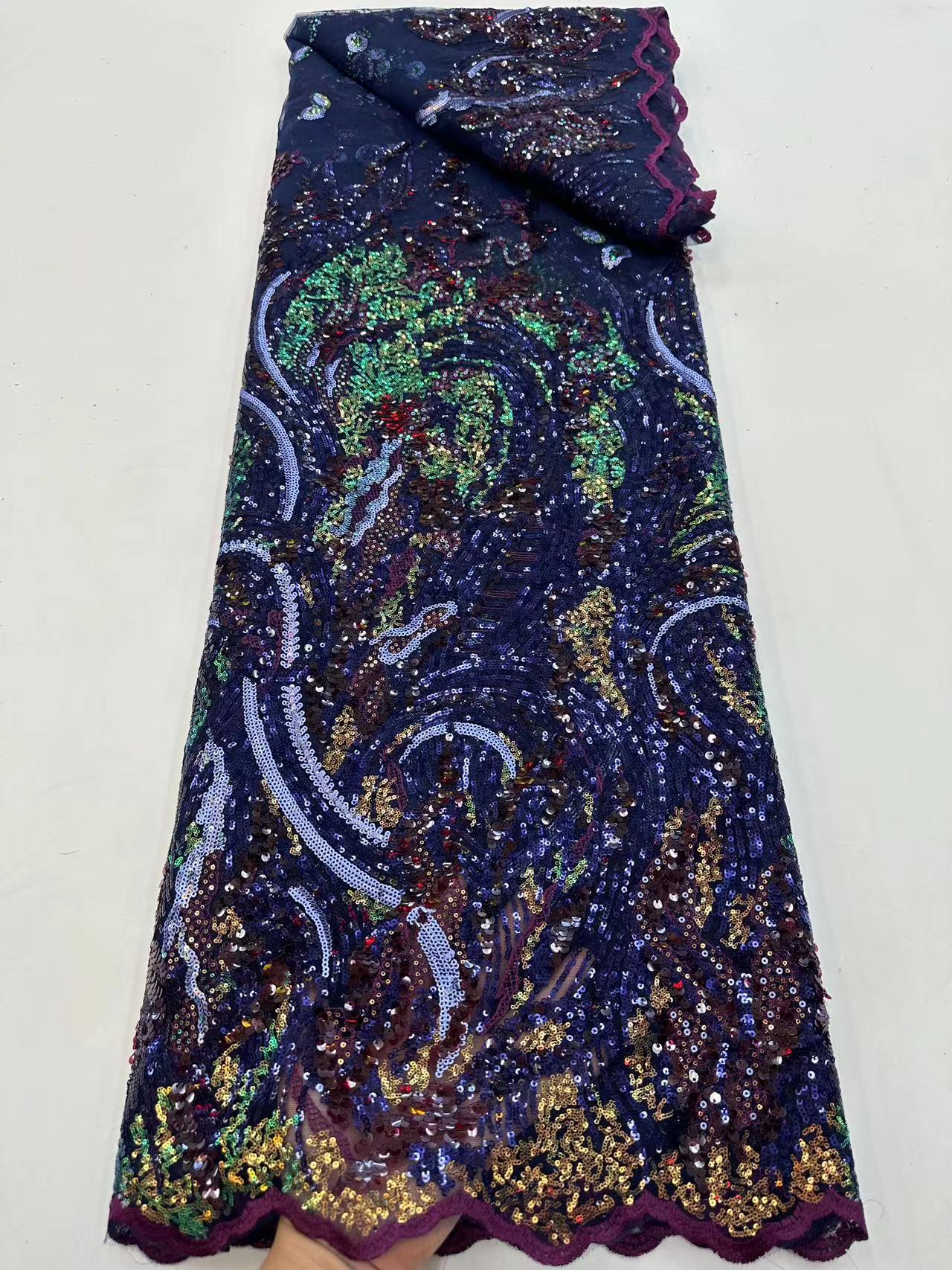hot green nigerian wedding embroidery tulle lace materials sequin lace fabric