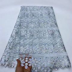 Classic design gold laser cut velvet tulle lace fabrics women dress sequins bridal fabric embroidered on mesh lace
