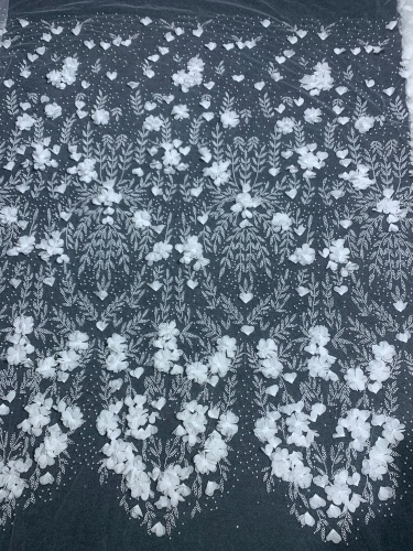 Top sale 3d flower lace embroidered fabric high quality net lace fabric for wedding bridal dress