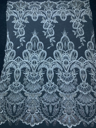 wedding white embroidery lace fabric Luxury tulle beads sequins bridal dress lace fabric