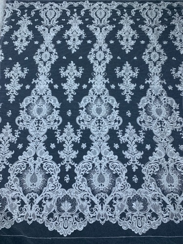 Bridal tulle beads lace mesh beaded and pearls fabrics for European wedding dress
