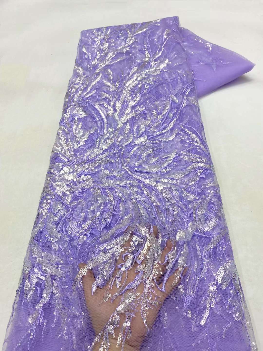 European style sequins embroidered wedding high density lace dress