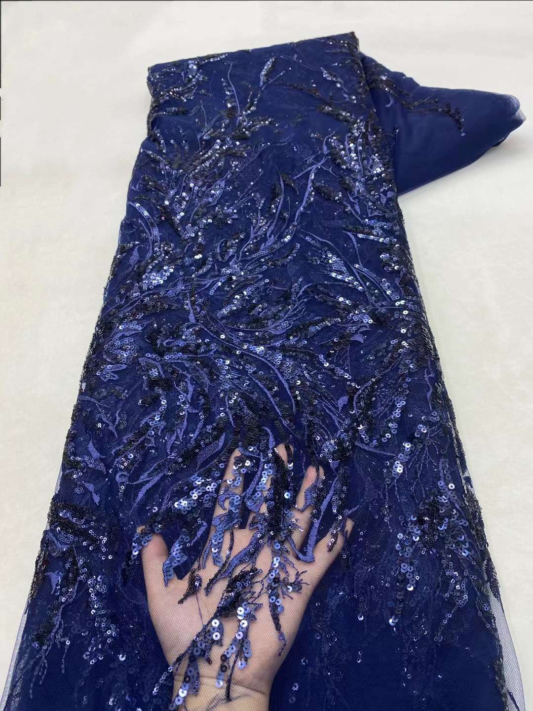 European style sequins embroidered wedding high density lace dress
