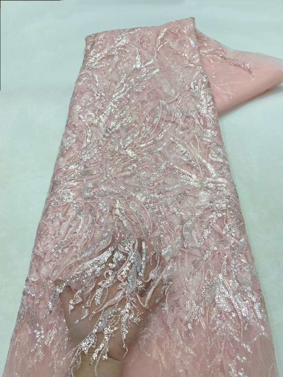 European style sequins embroidered wedding high density lace dress