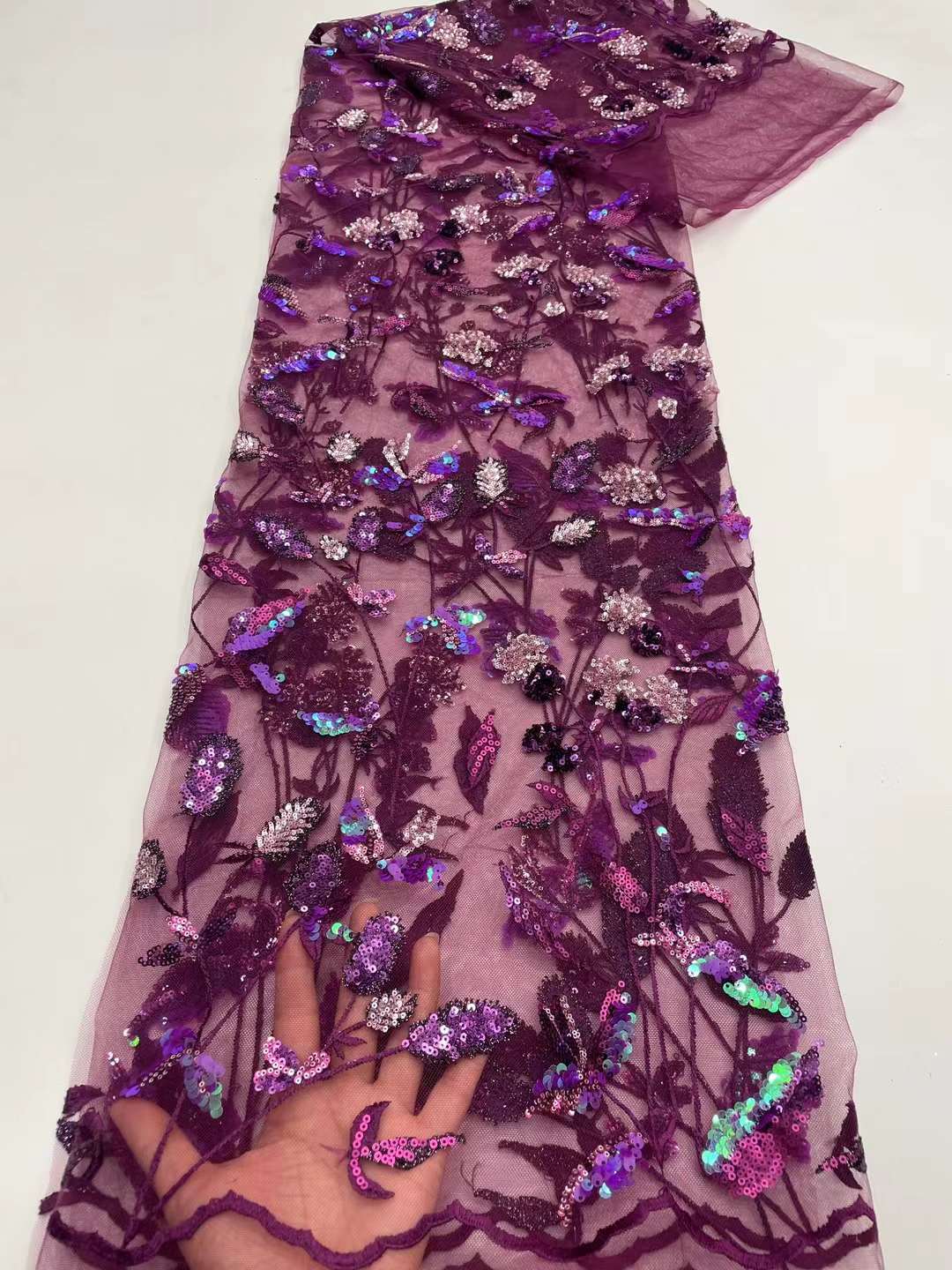 new luxury embroidery lace tablecloth beaded bridal laces with sequins designs fabric