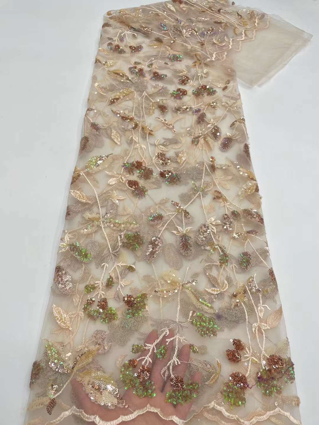 new luxury embroidery lace tablecloth beaded bridal laces with sequins designs fabric