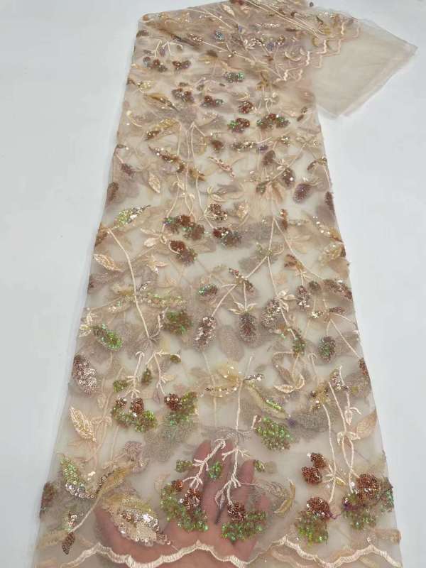 new luxury embroidery lace tablecloth beaded bridal laces with sequins designs fabric
