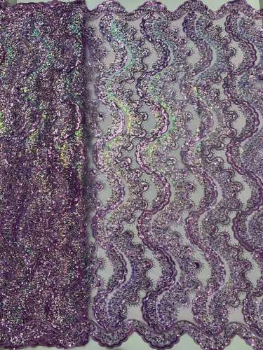 Hot-sale French textiles embroidery with sequin lace fabric suitable for sublimation