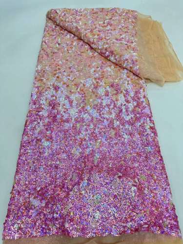 Luxury Sequin Embroidery Nigerian Women Party Dress lace fabric