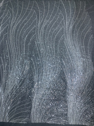 Bridal tulle beads lace mesh beaded and pearls fabrics for European wedding dress