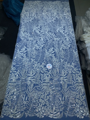 Bridal tulle beads lace mesh beaded and pearls fabrics for European wedding dress