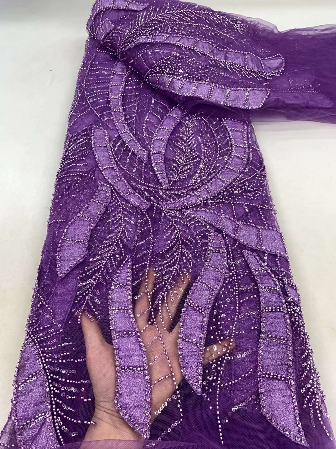 Sequined Mesh Lace Fabric Beads at Reasonable Prices for Queues and Weddings