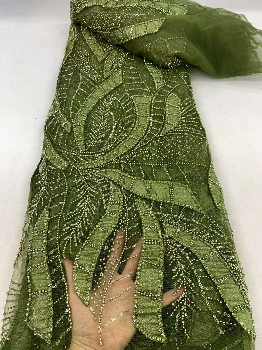 Sequined Mesh Lace Fabric Beads at Reasonable Prices for Queues and Weddings